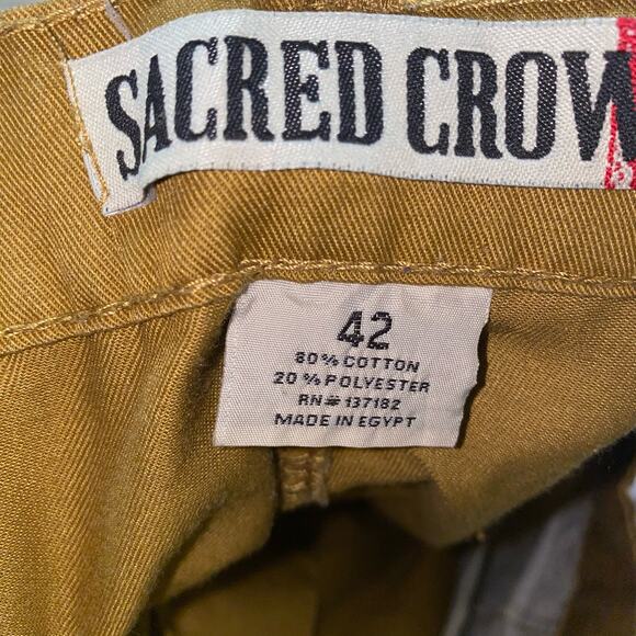 Sacred Crown Cargo Shorts Casual Streetwear y2k dark khaki size 42 - Picture 3 of 3